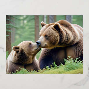 Grizzly Bear Animal Nature Wildlife Zuneigung Lieb Folien Feiertagspostkarte