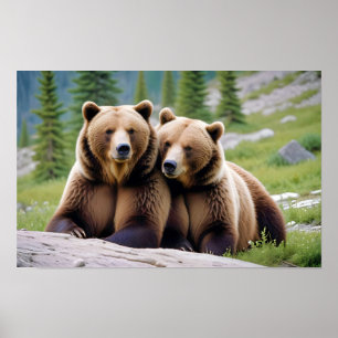 Grizzly Bear Animal Nature Wildlife Zuneigung Lieb Poster