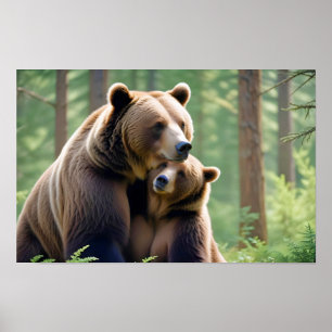 Grizzly Bear Animal Nature Wildlife Zuneigung Lieb Poster