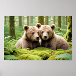 Grizzly Bear Animal Nature Wildlife Zuneigung Lieb Poster