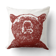 GRIZZLY BEAR Christmas Red Vintag Throw Kissen