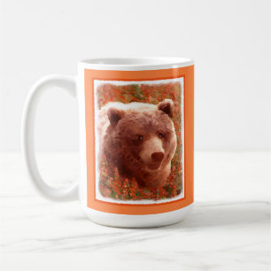 Grizzly Bear Cub in Fireweed Painting Wildlife Art Kaffeetasse
