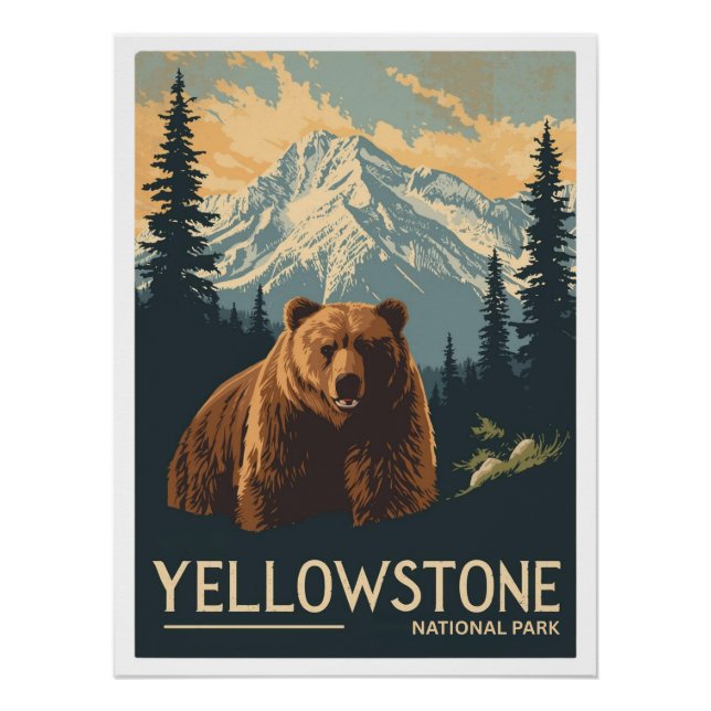 Grizzly Bear in Yellowstone National Park Poster (Vorderseite)