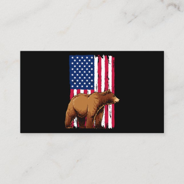 Grizzly Bear liebt amerikanische Flagge Visitenkarte (Vorderseite)