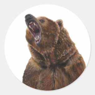 Grizzly Bear - Malerei in Acrylfarben Runder Aufkleber