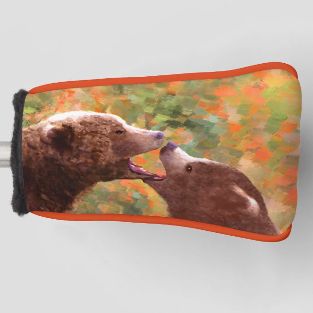 Grizzly Bear Mama and Cub Painting - Wildlife Art Golf Headcover (Vorderseite)