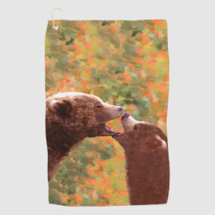 Grizzly Bear Mama and Cub Painting - Wildlife Art Golfhandtuch