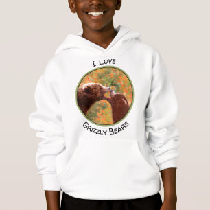 Grizzly Bear Mama and Cub Painting - Wildlife Art Hoodie