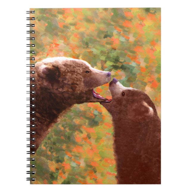 Grizzly Bear Mama and Cub Painting - Wildlife Art Notizblock (Vorderseite)