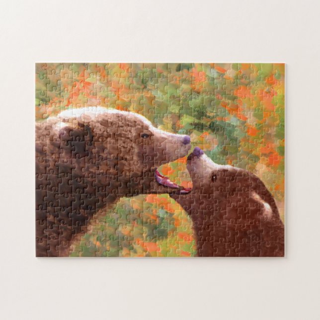 Grizzly Bear Mama and Cub Painting - Wildlife Art Puzzle (Horizontal)