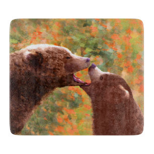 Grizzly Bear Mama and Cub Painting - Wildlife Art Schneidebrett