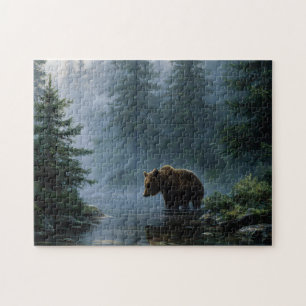 Grizzly Bear Misty Forest Puzzle