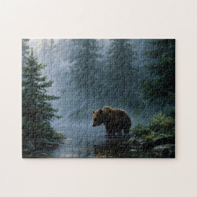 Grizzly Bear Misty Forest Puzzle (Horizontal)