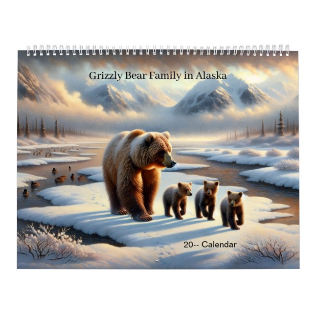 Grizzly Bear Mother Cubs Alaska Wildlife Calendar Kalender (Titelbild)