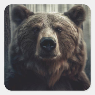 Grizzly Bear Painting Quadratischer Aufkleber