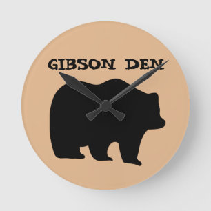 GRIZZLY BEAR PERSONALIZED Acrylic Wall Clock Runde Wanduhr