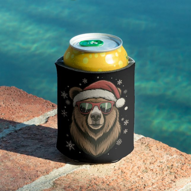 Grizzly Bear Santa Hat Funny Cute Animal Lover  Dosenkühler (In Situ Pool)