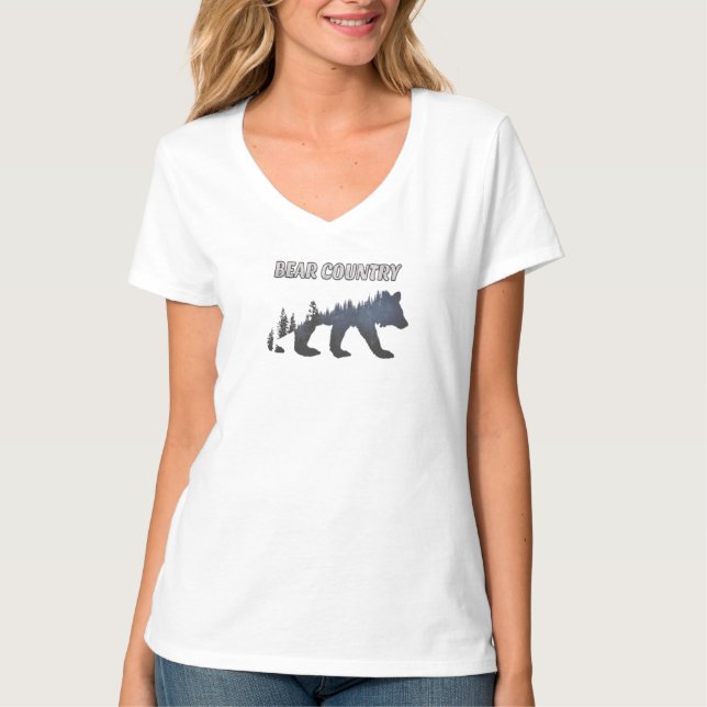 Grizzly Bear V-Neck T - Shirt (Vorderseite)