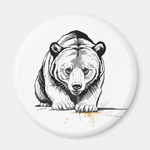 Grizzly Bear Vector Graphic Art Portrait Animal Magnet