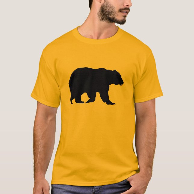Grizzly Bear Walking Black Silhouette T-Shirt (Vorderseite)
