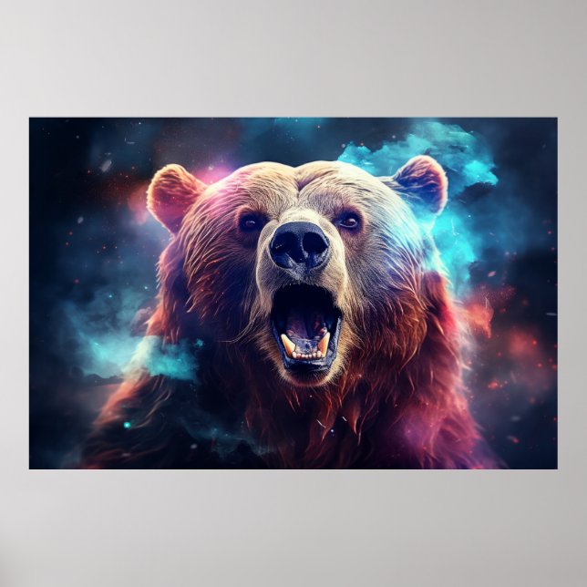 Grizzly Bear Wild Animal Majestic Wilderness Art Poster (Vorne)