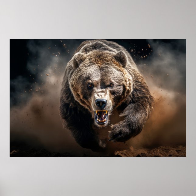 Grizzly Bear Wild Animal Portrait Fierce Power Poster (Vorne)