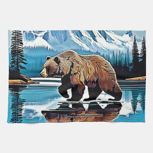 Grizzly Lake Mountain View Geschirrtuch (Horizontal)