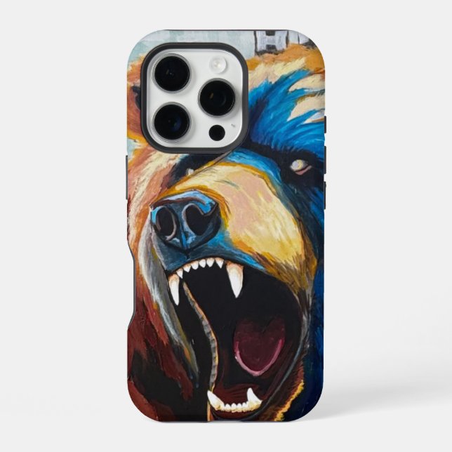 Grizzly-Malerei - Wildlife-Kunst iPhone Hülle (Rückseite)