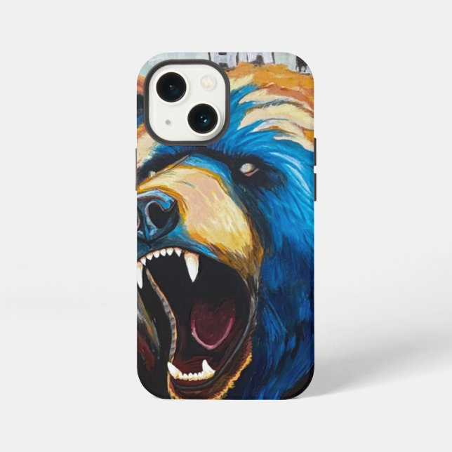 Grizzly-Malerei - Wildtierkunst iPhone Hülle (Rückseite)