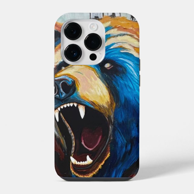 Grizzly-Malerei - Wildtierkunst iPhone Hülle (Rückseite)