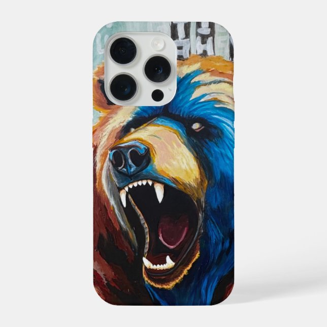 Grizzly-Malerei - Wildtierkunst iPhone Hülle (Rückseite)