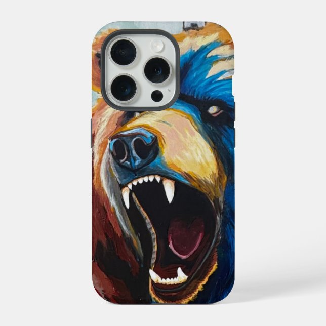 Grizzly-Malerei - Wildtierkunst iPhone Hülle (Rückseite)