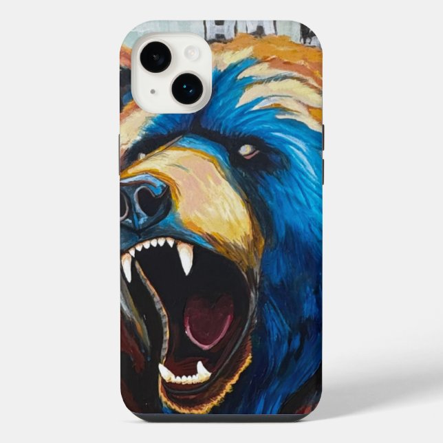 Grizzly-Malerei - Wildtierkunst iPhone Hülle (Rückseite)