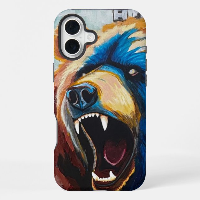 Grizzly-Malerei - Wildtierkunst iPhone Hülle (Rückseite)