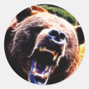 Grizzly Roar Runder Aufkleber