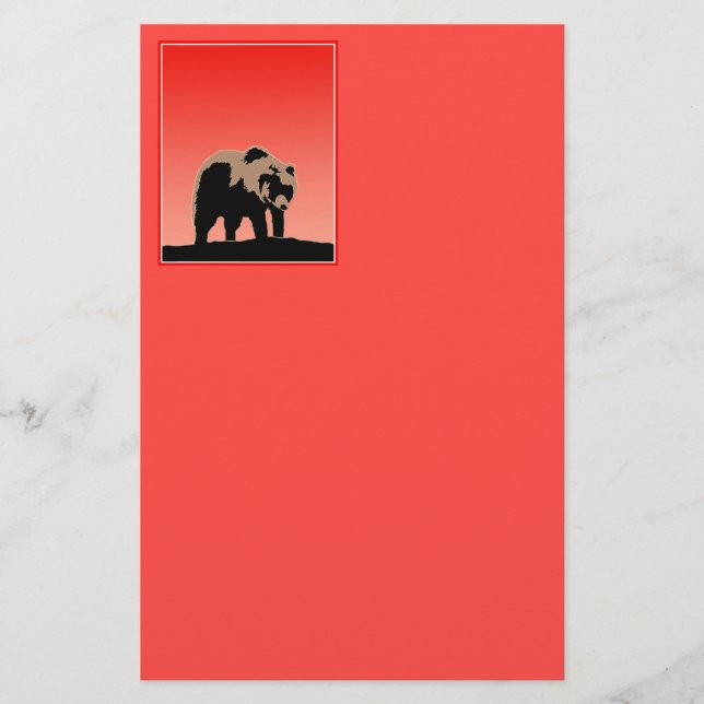 Grizzlybär bei Sonnenuntergang - Original Wildlife Briefpapier (Vorderseite)