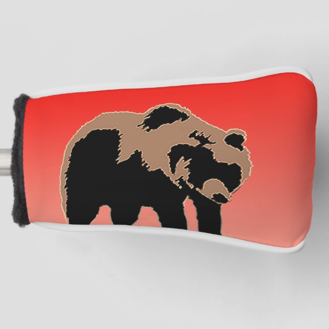 Grizzlybär bei Sonnenuntergang - Original Wildlife Golf Headcover (Vorderseite)
