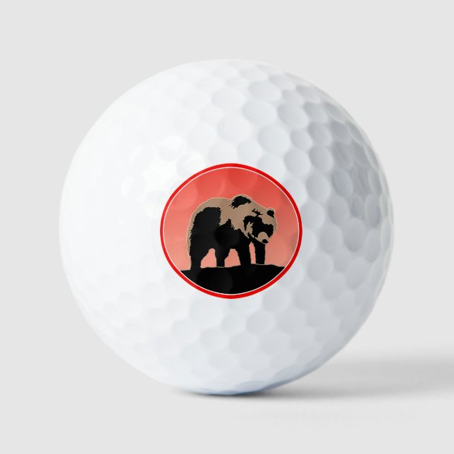 Grizzlybär bei Sonnenuntergang - Original Wildlife Golfball (Vorderseite)