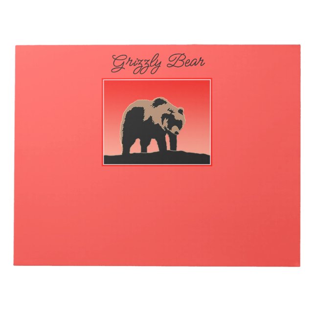 Grizzlybär bei Sonnenuntergang - Original Wildlife Notizblock (Vorderseite)