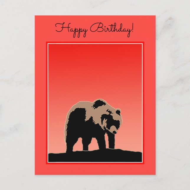 Grizzlybär bei Sonnenuntergang - Original Wildlife Postkarte (Vorderseite)
