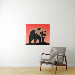 Grizzlybär bei Sonnenuntergang - Original Wildlife Wandteppich