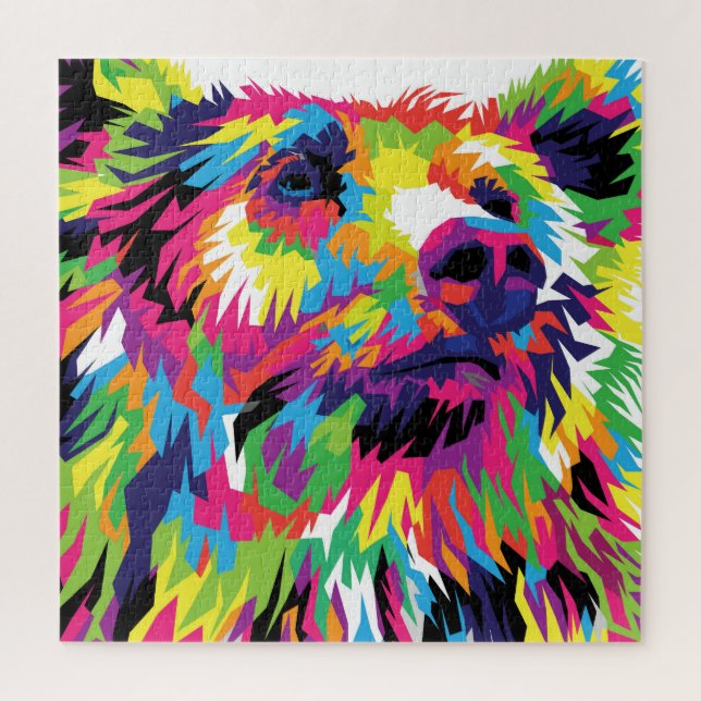 Grizzlybär farbenfrohe Pop Art Puzzle (Vertikal)