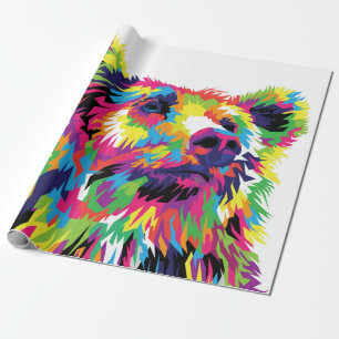 Grizzlybär farbenfrohe Pop Kunst abstrakt Geschenkpapier