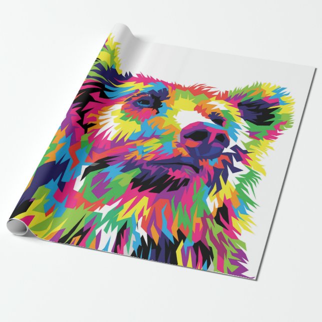 Grizzlybär farbenfrohe Pop Kunst abstrakt Geschenkpapier (Ungerollt)
