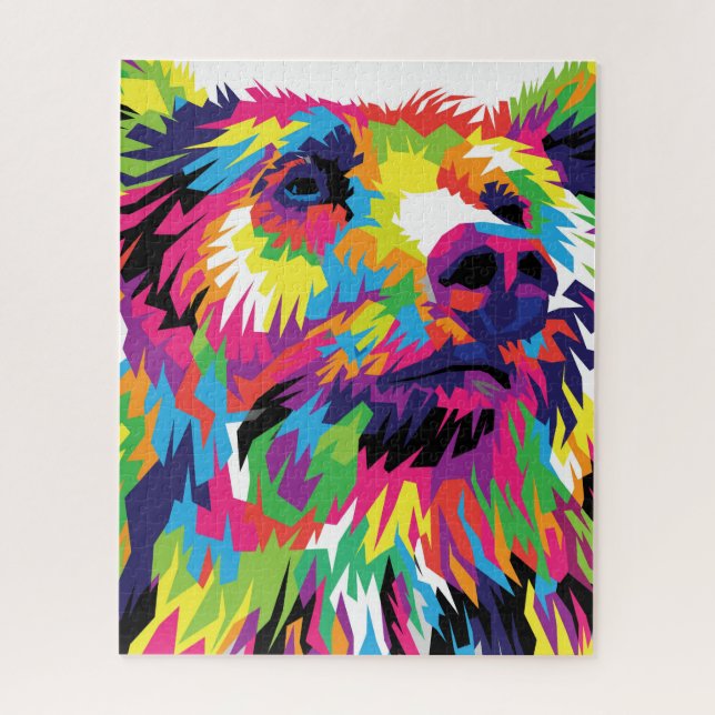Grizzlybär farbenfrohe Pop Kunst abstrakt Puzzle (Vertikal)