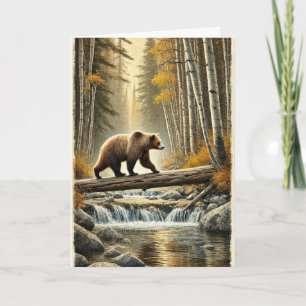 Grizzlybär gefallene Holzbrücke Bach Fall Aspens Karte