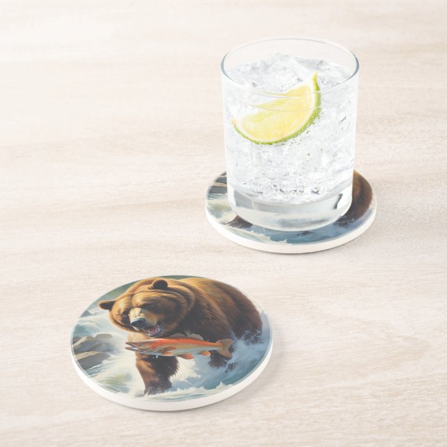 Grizzlybär Getränkeuntersetzer (Seite)