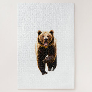 Grizzlybär greift einen Mann von hinten in 8k an Puzzle