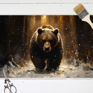 Grizzlybär im Wald Malerei Decoupage Seidenpapier