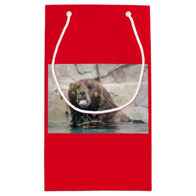 Grizzlybär im Wasser Kleine Geschenktüte (Rückseite)